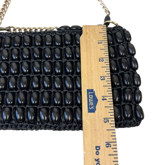Vintage Bag by Debbie Retro Boho Black 60’s Beaded mini Hand Bag Purse Japan - Picture 5 of 5